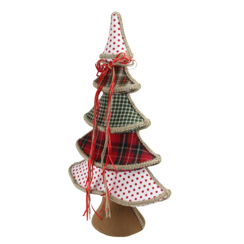 Northlight Plaid And Polka Dot Christmas Tree With Ribbon Bow Decoration - 23" 2 Northlight Plaid And Polka Dot Christmas Tree With Ribbon Bow Decoration - 23" - Image 2