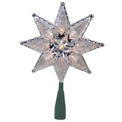 Northlight 8" Lighted Silver And Clear Mosaic Star Christmas Tree Topper - Clear Lights