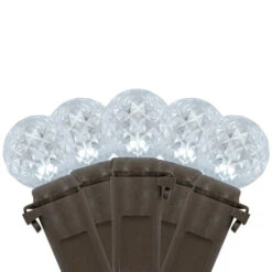 Northlight LED G12 Berry Christmas Lights - Pure White - 16' Brown Wire - 50 Ct