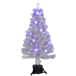Pre-Lit Medium Iridescent Fiber Optic Artificial Christmas Tree - 4' - White - Blue LED Lights
