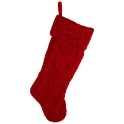 Northlight Cable Knit Christmas Stocking With Cuff - 21.5" - Red