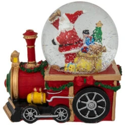 Santa Claus Musical Train Christmas Snow Globe - 6"