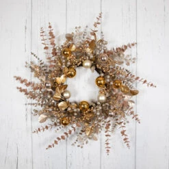 Northlight Ornaments, Holly And Berries Artificial Christmas Wreath - 30" - Gold And Copper Tone -Northlight Sale Store northlight yk95975 styled floor 75459.1722387418