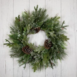 Northlight Frosted Mixed Pine And Cedar Artificial Christmas Wreath - 28" - Unlit -Northlight Sale Store northlight yk95995 floor 01 86378.1722387422