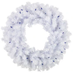 Northlight Pre-Lit Geneva White Spruce Artificial Christmas Wreath, 24-Inch, Blue Lights