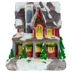 Northlight LED Lighted Snowy House Christmas Village Decoration - 5" - Red