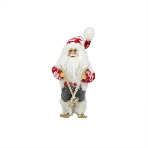 Frontier Reindeer Skiing Santa Claus Christmas Figurine - 9" - Red And White 2 Frontier Reindeer Skiing Santa Claus Christmas Figurine - 9" - Red And White - Image 2