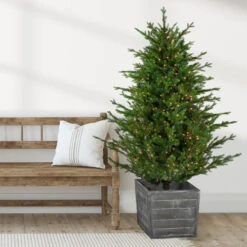 Northlight Real Touch™? Pre-Lit Potted Deluxe Russian Pine Artificial Christmas Tree - 6' - Warm White LED Lights