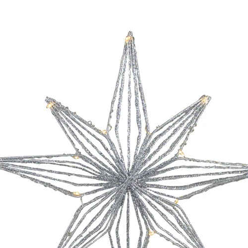 Northlight 13.75" LED Lighted B/O Silver Glittered Geometric Star Christmas Tree Topper - Warm White Lights 3 Northlight 13.75" LED Lighted B/O Silver Glittered Geometric Star Christmas Tree Topper - Warm White Lights - Image 3