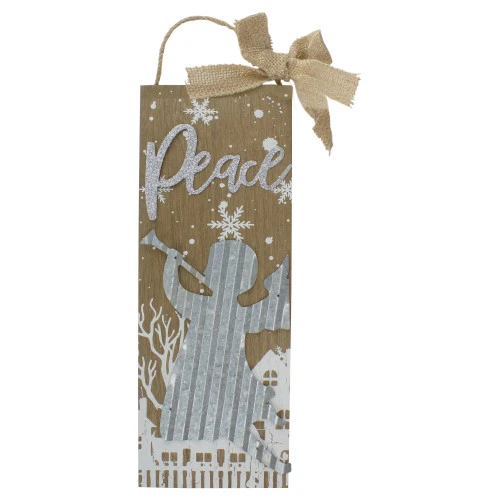 Northlight 12.5" Galvanized Metal Angel And Peace Christmas Wall Decor 1 Northlight 12.5" Galvanized Metal Angel And Peace Christmas Wall Decor