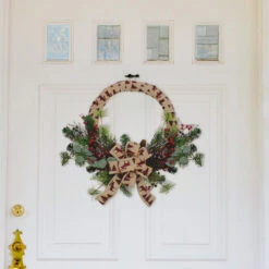 Northlight Winter Foliage And Berries Artificial Burlap Christmas Wreath - 24" - Unlit