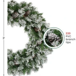 Northlight Snowy Flocked Angel Pine With Pine Cones Artificial Christmas Wreath - 36" - Unlit -Northlight Sale Store northlight20v03982 info 65879.1692025708