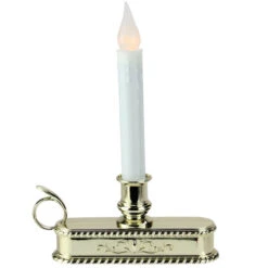 Northlight 8.75" Pre-Lit White And Gold LED C5 Flickering Christmas Candle Lamp With Handle Base