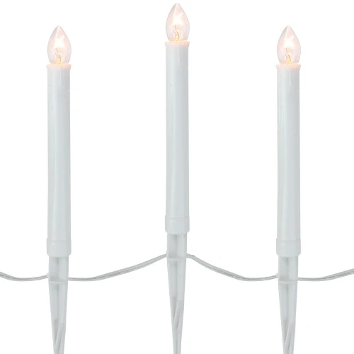 Northlight 10-Count White C7 Candle Pathway Markers Christmas Lights, White Wire 1 Northlight 10-Count White C7 Candle Pathway Markers Christmas Lights, White Wire