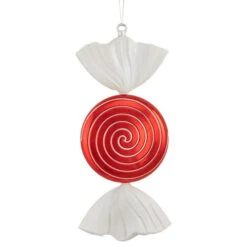 Northlight Swirl Peppermint Candy Shatterproof Commercial Christmas Ornament - 18" - Red
