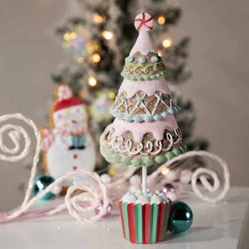 Northlight Frosted Waffle Cone Christmas Cupcake Tree - 10.25" 3 Northlight Frosted Waffle Cone Christmas Cupcake Tree - 10.25" - Image 3