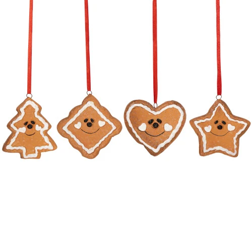 Northlight Set Of 4 Gingerbread Heart, Star, Tree And Diamond Christmas Ornaments 2.5" 1 Northlight Set Of 4 Gingerbread Heart, Star, Tree And Diamond Christmas Ornaments 2.5"