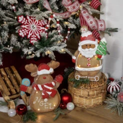 Northlight Lighted Gingerbread Santa With Frosted Tree Christmas Figure - 16" -Northlight Sale Store northlight cb949112c20cb94907 styled 02 10949.1694533527