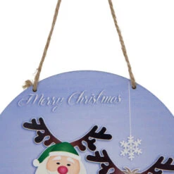 Northlight 8" Blue And Green Santa And Reindeer "Merry Christmas" Disc Ornament -Northlight Sale Store northlight df94802 2 03167.1693409625