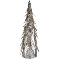 Northlight Sequined Layered Leaves Christmas Cone Tree - 26" - Platinum And Champagne Finish