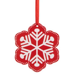 Northlight 6" Red And White Snowflake Wooden Christmas Ornament