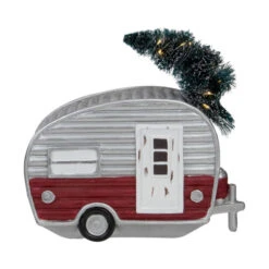 Northlight LED Lighted Camper With Pine Bough Christmas Decoration - 8.5"