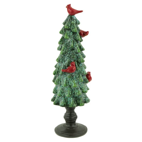 Northlight Glittered Christmas Tree With Cardinals Decoration - 8.75" - Green And Red 1 Northlight Glittered Christmas Tree With Cardinals Decoration - 8.75" - Green And Red
