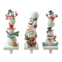 Northlight Set Of 3 Snowmen Christmas Stocking Holders 9"