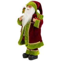16" Burgundy And Bright Green Santa Claus With Gifts Christmas Figure -Northlight Sale Store northlight e76505 3new 84520.1671008558