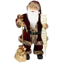 Northlight Woodland Standing Santa Claus Christmas Figure With Name List - 24"