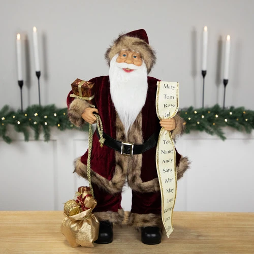 Northlight Woodland Standing Santa Claus Christmas Figure With Name List - 24" 2 Northlight Woodland Standing Santa Claus Christmas Figure With Name List - 24" - Image 2