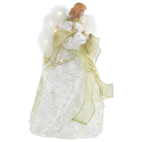Northlight 14" Lighted White And Gold Angel In A Dress Christmas Tree Topper - Warm White Lights 4 Northlight 14" Lighted White And Gold Angel In A Dress Christmas Tree Topper - Warm White Lights - Image 4