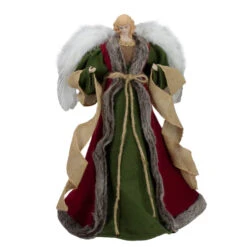 Northlight 18" Green And Brown Angel In A Dress Christmas Tree Topper - Unlit