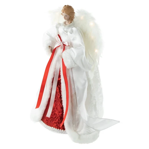 Northlight 14" White And Red Angel With Lighted Wings Christmas Tree Topper 4 Northlight 14" White And Red Angel With Lighted Wings Christmas Tree Topper - Image 4