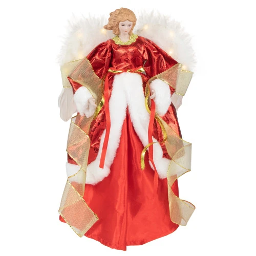 Northlight Angel With Lighted Wings Christmas Tree Topper - 14" - Red And White 1 Northlight Angel With Lighted Wings Christmas Tree Topper - 14" - Red And White