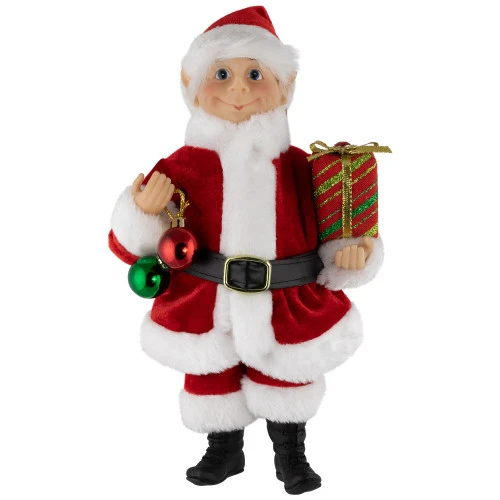 Northlight Santa Elf With Gift Christmas Figure - 14" 2 Northlight Santa Elf With Gift Christmas Figure - 14" - Image 2