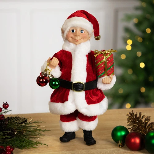 Northlight Santa Elf With Gift Christmas Figure - 14" 1 Northlight Santa Elf With Gift Christmas Figure - 14"