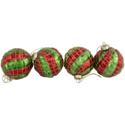 Northlight 4ct Red And Gold Basket Weave Christmas Glass Ball Ornaments 3" -Northlight Sale Store northlight eb94956 02 62208.1695657494