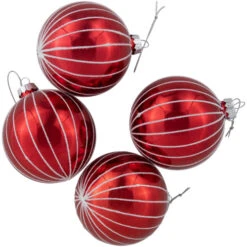Northlight 4ct Shiny Red And White Striped Glass Ball Christmas Ornaments 3" (80mm) -Northlight Sale Store northlight eb94958 03 84175.1695657495