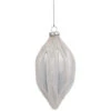 4.5" White And Silver Glitter Finial Glass Christmas Ornament