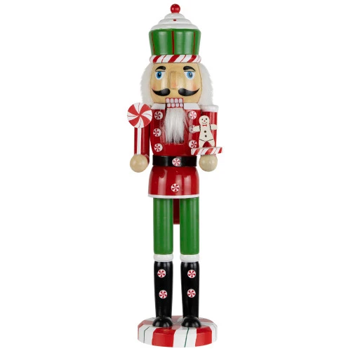 Northlight Peppermint Candy Nutcracker Christmas Figure - 15" - Red And Green 2 Northlight Peppermint Candy Nutcracker Christmas Figure - 15" - Red And Green - Image 2