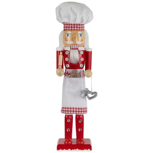 Northlight Baker With Rolling Pin Nutcracker Christmas Figure - 15" - White And Red 2 Northlight Baker With Rolling Pin Nutcracker Christmas Figure - 15" - White And Red - Image 2