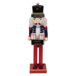 Northlight 14" Red And Blue Christmas Nutcracker With Countdown Sign