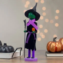 Witch Jack-O-Lantern Halloween Nutcracker With Broom - 14" - Black And Green -Northlight Sale Store northlight f97162 5 93073.1665610739