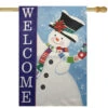 Northlight Blue And White Happy Snowman Welcome Outdoor House Flag 28" X 40"