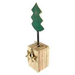 Northlight Metal Tree With Stars And Chunky Wooden Base Christmas Decoration - 16.75" - Green -Northlight Sale Store northlight fh93186 3updated 44248.1647652767