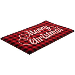 Red And Black Plaid "Merry Christmas" Natural Coir Christmas Outdoor Doormat 18" X 30" -Northlight Sale Store northlight fw94657 3 70901.1693409622