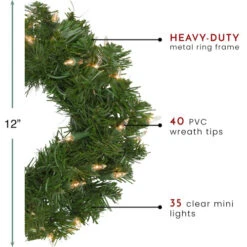 Northlight Pre-Lit Deluxe Windsor Pine Artificial Christmas Wreath - 12-Inch, Clear Lights -Northlight Sale Store northlight gb20yww812 gr thumbnail 68102.1665591524