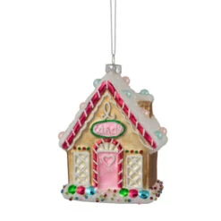 4.5" Glittered Gingerbread House Glass Christmas Ornament