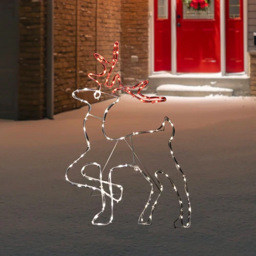Northlight 24" Lighted Standing Reindeer Silhouette Outdoor Christmas Decoration 2 Northlight 24" Lighted Standing Reindeer Silhouette Outdoor Christmas Decoration - Image 2